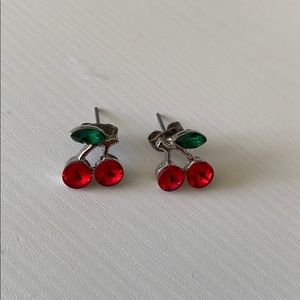 Small Jewel Cherry Stud Earrings